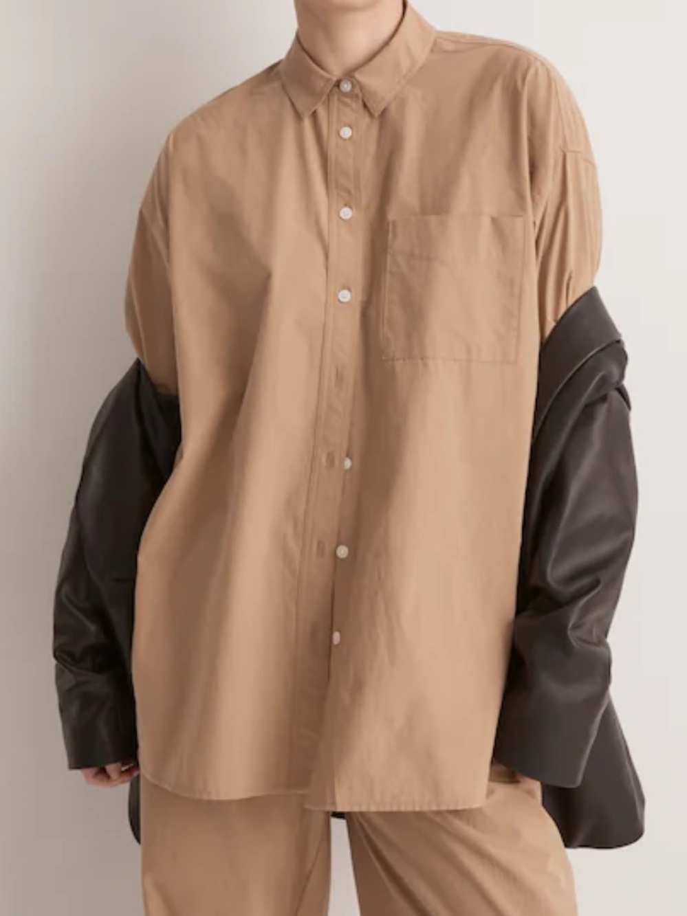 Madewell The Signature Poplin Oversized
Shirt in Seed Khaki Size Small